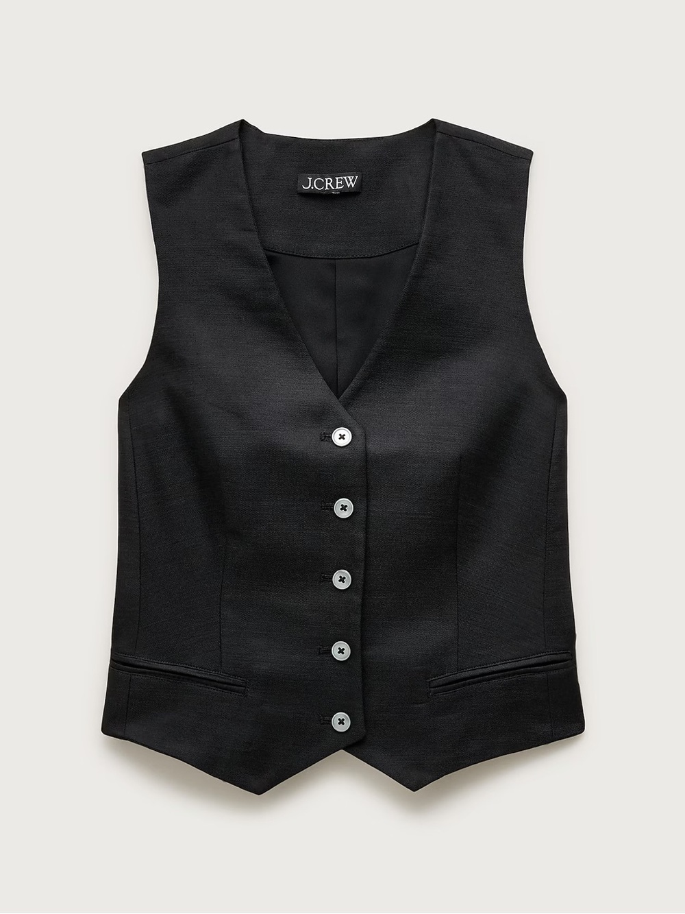 J Crew Shrunken V-neck vest top in Gramercy linen blend